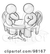 Poster, Art Print Of Sketched Design Mascot Business Men Sitting Side By Side At A Table During A Conference Or Meeting