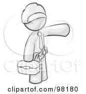 Royalty Free RF Clipart Illustration Of A Sketched Design Mascot Man A Construction Worker Handyman Or Electrician