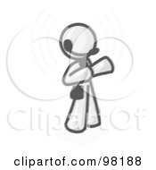 Royalty Free RF Clipart Illustration Of A Sketched Design Mascot Customer Service Employee Taking A Call With A Headset In A Call Center