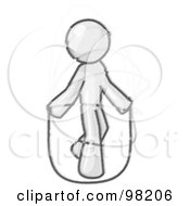 Poster, Art Print Of Sketched Design Mascot Man Character Skipping Jump Rope During A Cardio Workout In The Gym
