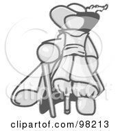 Royalty Free RF Clipart Illustration Of A Sketched Design Mascot Male Pirate With A Cane And A Peg Leg by Leo Blanchette