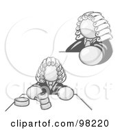 Royalty Free RF Clipart Illustration Of A Sketched Design Mascot Judge Man Wearing A Wig In Court
