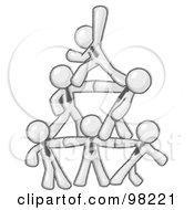 Poster, Art Print Of Sketched Design Mascot Businessmen Piling Up To Form A Pyramid