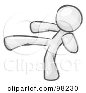 Royalty Free RF Clipart Illustration Of A Sketched Design Mascot Man Kicking Perhaps While Kickboxing