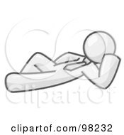 Royalty Free RF Clipart Illustration Of A Sketched Design Mascot Businessman Reclining And Resting His Head On His Hand