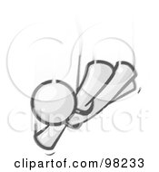 Royalty Free RF Clipart Illustration Of A Sketched Design Mascot Man Character Free Falling With His Arms Out While Skydiving
