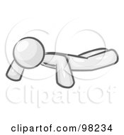 Royalty Free RF Clipart Illustration Of A Sketched Design Mascot Man Doing Pushups While Strength Training by Leo Blanchette