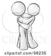 Royalty Free RF Clipart Illustration Of A Sketched Design Mascot Man Gently Embracing His Lover