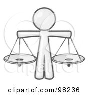 Poster, Art Print Of Sketched Design Mascot Man Scales Of Justice With Two Scales