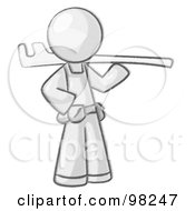 Royalty Free RF Clipart Illustration Of A Sketched Design Mascot Man Plumber With A Tool