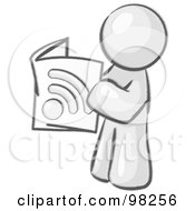 Poster, Art Print Of Sketched Design Mascot Man Standing And Reading An Rss Magazine