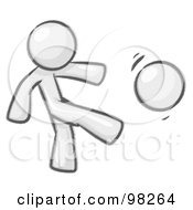 Royalty Free RF Clipart Illustration Of A Sketched Design Mascot Man Kicking A Ball Really Hard While Playing A Game