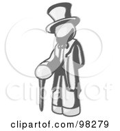 Royalty Free RF Clipart Illustration Of A Sketched Design Mascot Man Depicting Abraham Lincoln With A Cane by Leo Blanchette