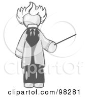 Poster, Art Print Of Sketched Design Mascot Man Depicted As Albert Einstein Holding A Pointer Stick