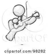 Poster, Art Print Of Sketched Design Mascot Man Character Sitting On A Music Note And Playing A Guitar