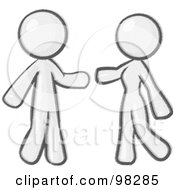 Royalty Free RF Clipart Illustration Of A Sketched Design Mascot Man And Woman Preparing To Embrace by Leo Blanchette