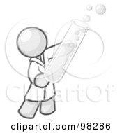 Poster, Art Print Of Ketched Design Mascot Man Scientist Holding A Test Tube Full Of Bubbly Liquid In A Laboratory