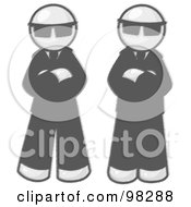 Sketched Design Mascot Men In Sunglasses And Black Suits Standing With Their Arms Crossed