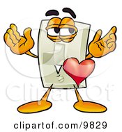 Clipart Picture Of A Light Switch Mascot Cartoon Character With His Heart Beating Out Of His Chest by Toons4Biz