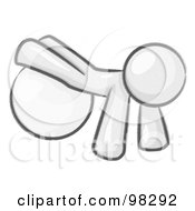 Royalty Free RF Clipart Illustration Of A Sketched Design Mascot Man Strength Training His Arms And Legs While Using A Yoga Exercise Ball