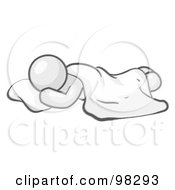 Royalty Free RF Clipart Illustration Of A Sketched Design Mascot Man Sleeping On The Floor With A Sheet Over Him by Leo Blanchette