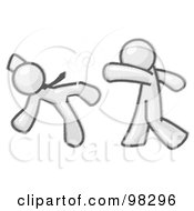 Royalty Free RF Clipart Illustration Of A Sketched Design Mascot Man Character Being Knocked Out By Another by Leo Blanchette