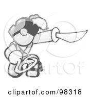 Royalty Free RF Clipart Illustration Of A Sketched Design Mascot Man Pirate With A Hook Hand And A Sword