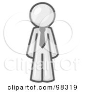 Royalty Free RF Clipart Illustration Of A Sketched Design Mascot Businessman Wearing A Tie Standing With His Arms At His Side