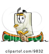 Light Switch Mascot Cartoon Character Rowing A Boat