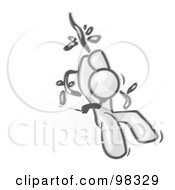 Royalty Free RF Clipart Illustration Of A Sketched Design Mascot Man Character Swinging On A Vine Like Tarzan by Leo Blanchette
