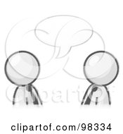 Poster, Art Print Of Sketched Design Mascot Businessmen Having A Conversation With A Text Bubble