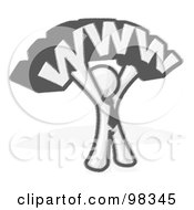 Royalty Free RF Clipart Illustration Of A Sketched Design Mascot Businessman Holding WWW Over His Head