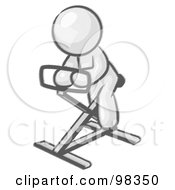 Poster, Art Print Of Sketched Design Mascot Man Exercising On A Stationary Bicycle