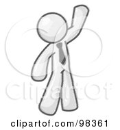 Royalty Free RF Clipart Illustration Of A Sketched Design Mascot Man Greeting And Waving While Welcoming Guests by Leo Blanchette