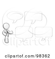 Poster, Art Print Of Sketched Design Mascot Businessman With Four Different Word Bubbles