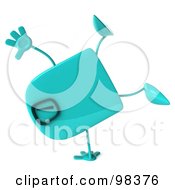 Royalty Free RF Clipart Illustration Of A 3d Turquoise Foot Scale Character Doing A Hand Stand