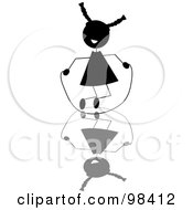 Royalty Free RF Clipart Illustration Of A Silhouetted Stick Girl Playing With A Jump Rope