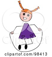 Poster, Art Print Of Red Haired Caucasian Stick Girl Playing With A Jump Rope