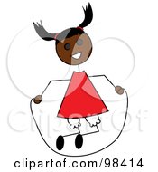 Poster, Art Print Of Black Stick Girl Playing With A Jump Rope