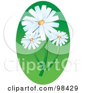 Poster, Art Print Of Three White Daisies Over A Green Oval