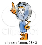 Magnifying Glass Mascot Cartoon Character Pointing Upwards