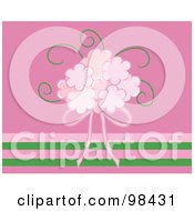 Poster, Art Print Of Pink Bridal Bouquet And Ribbon Over Pink And Green