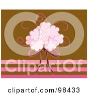 Poster, Art Print Of Pink Bridal Bouquet And Ribbon Over Pink And Brown