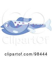 Poster, Art Print Of Blue Marine Fish With Purple Spots In Profile