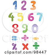 Poster, Art Print Of Digital Collage Of Rainbow Colored Digits And Math Symbols