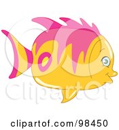Poster, Art Print Of Cute Chubby Pink And Yellow Fish In Profile