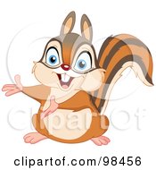 Poster, Art Print Of Cute Squirrel Or Chipmunk Presenting With His Arms