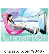 Poster, Art Print Of Teen Girl Playing A Video Game In A Gamer Chair