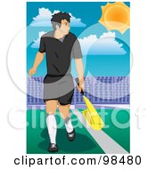 Royalty Free RF Clipart Illustration Of A Soccer Line Man On A Field