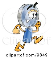 Poster, Art Print Of Magnifying Glass Mascot Cartoon Character Running